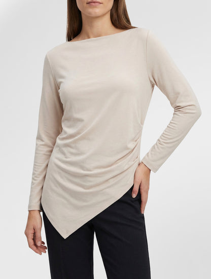 Asymmetrisches Top mit Rundhalsausschnitt - Beige