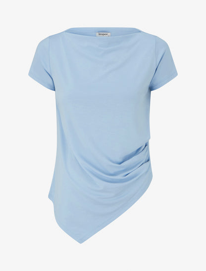 Top asymétrique à manches courtes - Bleu ciel - 1