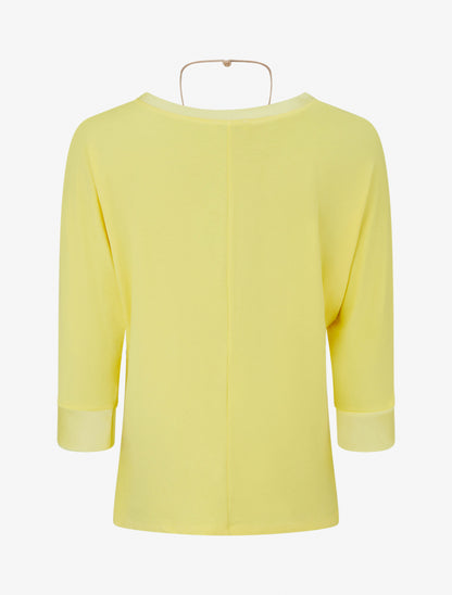 Top uni à empiècement en satin - Jaune citron - 2