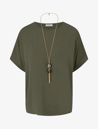 Top uni à manches courtes - Kaki - 1