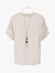 Top uni à manches courtes - Beige - 1