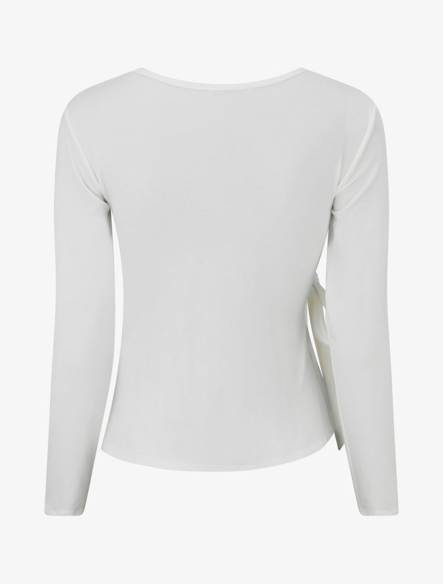 Top uni à col cache-coeur - Blanc - 2