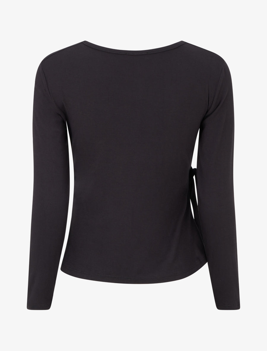 Top uni à col cache-coeur - Noir - 2