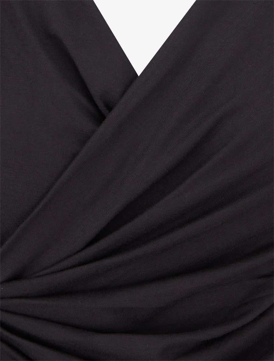 Top uni à col cache-coeur - Noir - 3