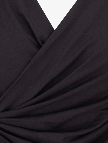 Top uni à col cache-coeur - Noir - 3