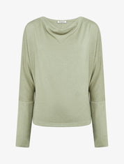 Pull fin uni à col bénitier - Kaki - 1