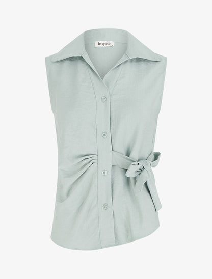 Chemisier sans manches effet drapé - Vert d&