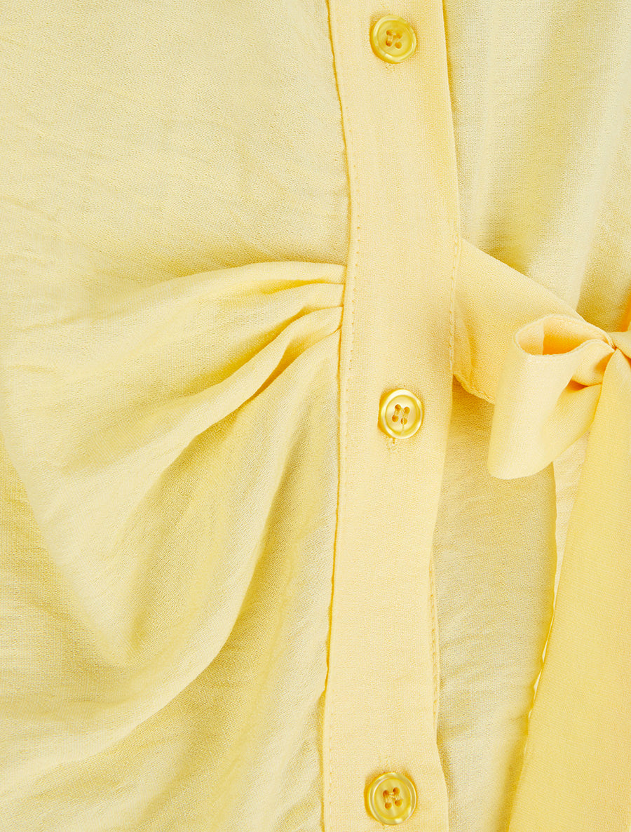 Chemisier sans manches effet drapé - Jaune - 3
