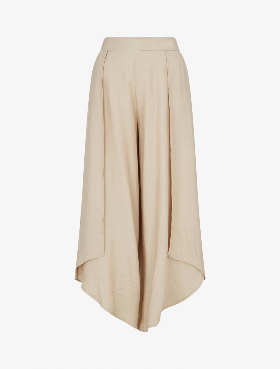 Pantalon ample à bords asymétriques - Beige - 1