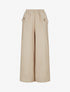 Pantalon ample uni à boutons décoratifs - Beige - 1