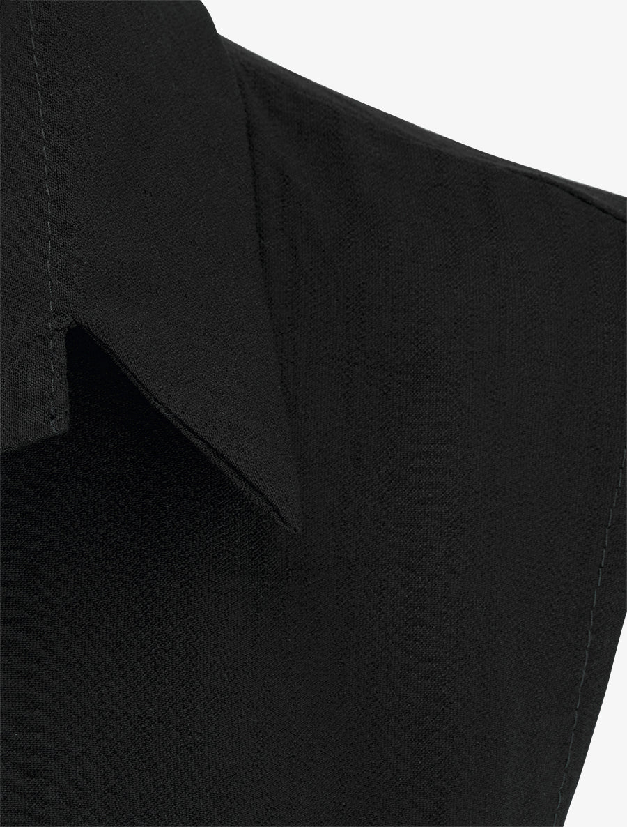 Robe chemise sans manches à liens à nouer - Noir - 3