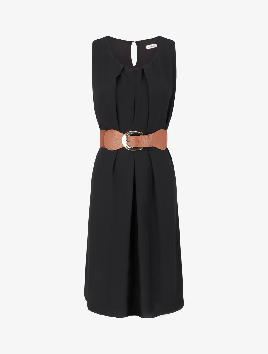 Robe unie en voile sans manches - Noir - 1