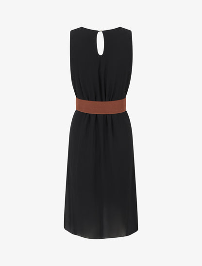 Robe unie en voile sans manches - Noir - 2