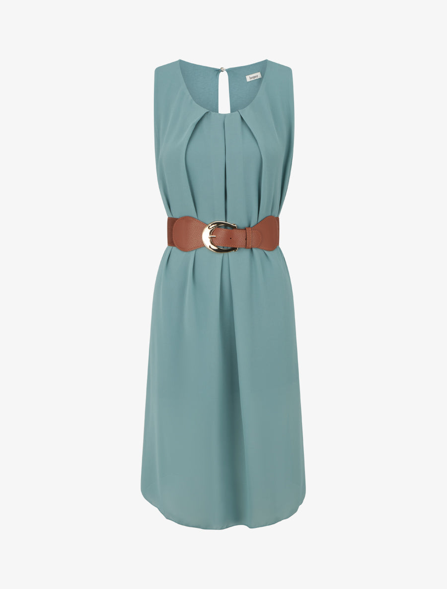 Robe unie en voile sans manches - Turquoise - 1