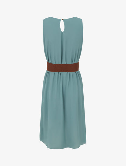 Robe unie en voile sans manches - Turquoise - 2