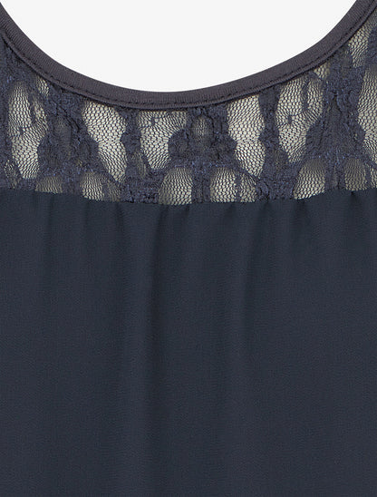 Top boule sans manches à dentelle - Marine - 3