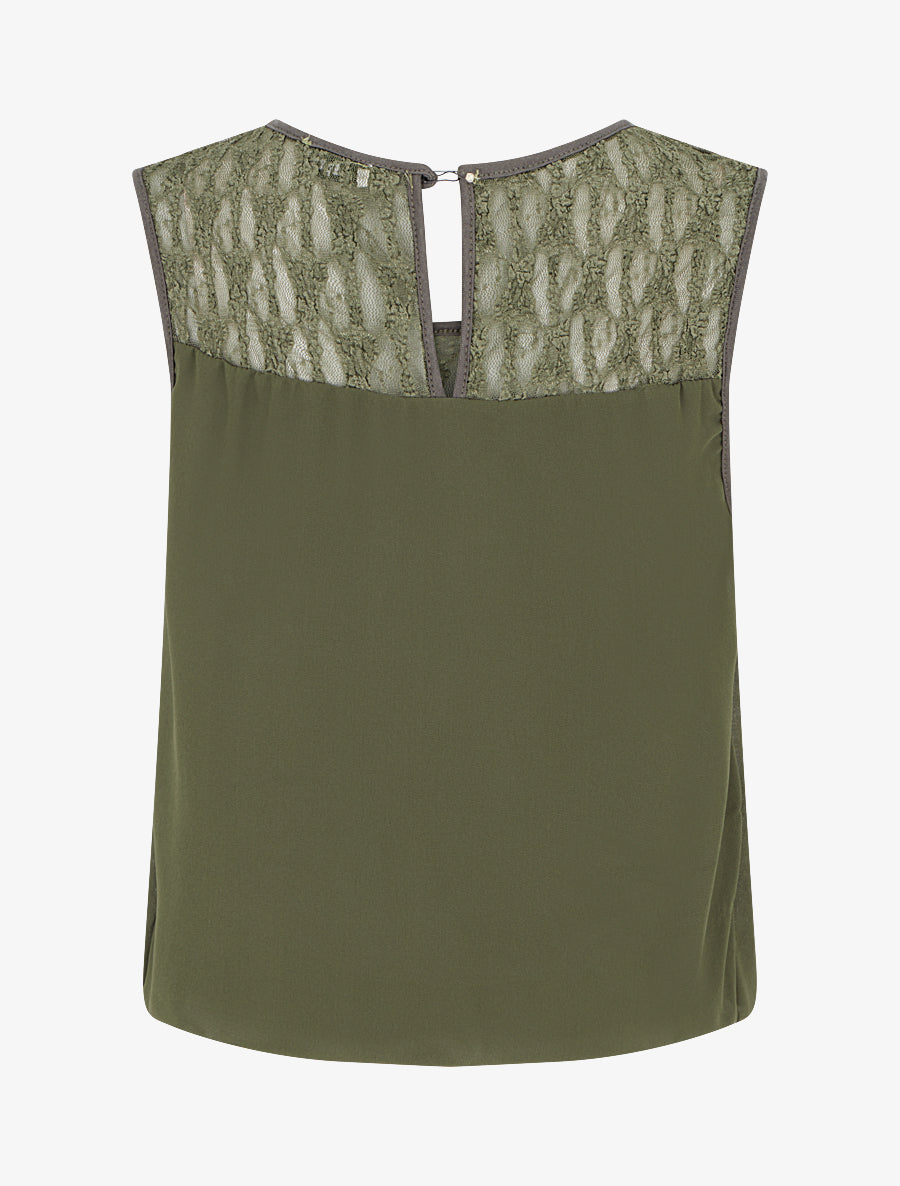 Top boule sans manches à dentelle - Kaki - 2
