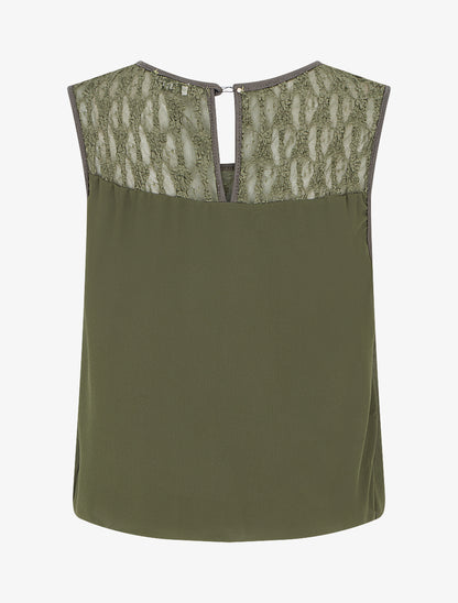Top boule sans manches à dentelle - Kaki - 2