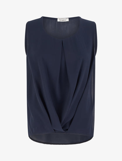 Top en voile effet drapé - Marine - 1