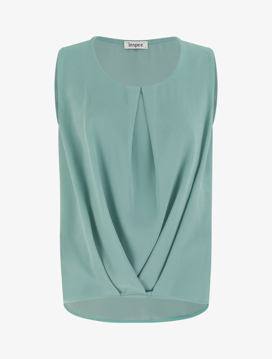 Top en voile effet drapé - Turquoise - 1