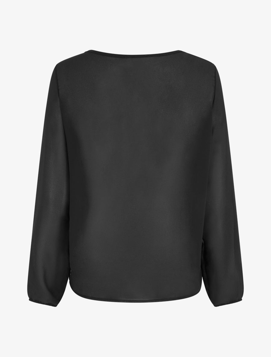 Blouse en voile à effet drapé - Noir - 2
