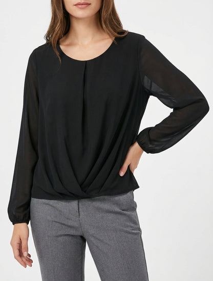 Bluse aus Voile mit Drapierungseffekt - Schwarz