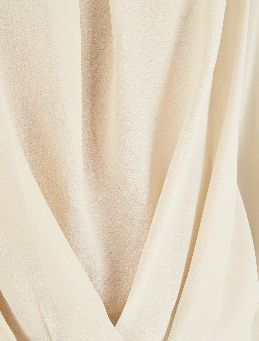 Blouse en voile à effet drapé - Beige - 3