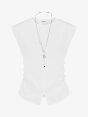 Top sans manches à côtés froncés - Blanc - 1