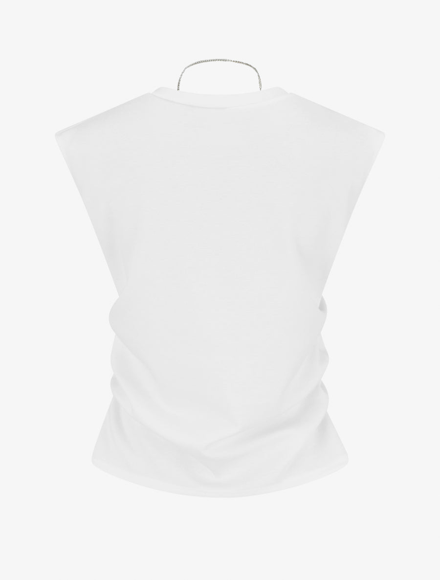 Top sans manches à côtés froncés - Blanc - 2