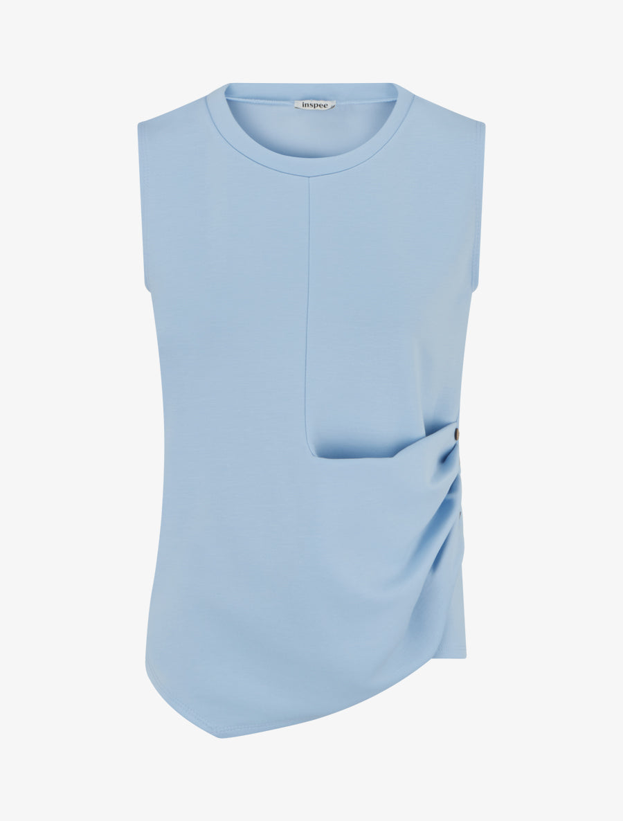 Top sans manches effet drapé et boutons - Bleu ciel - 1