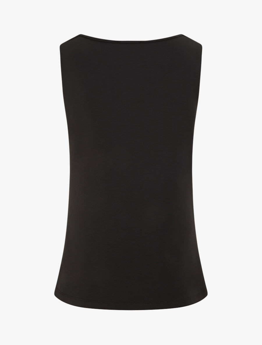 Top sans manches à col bénitier et bijou - Noir - 2