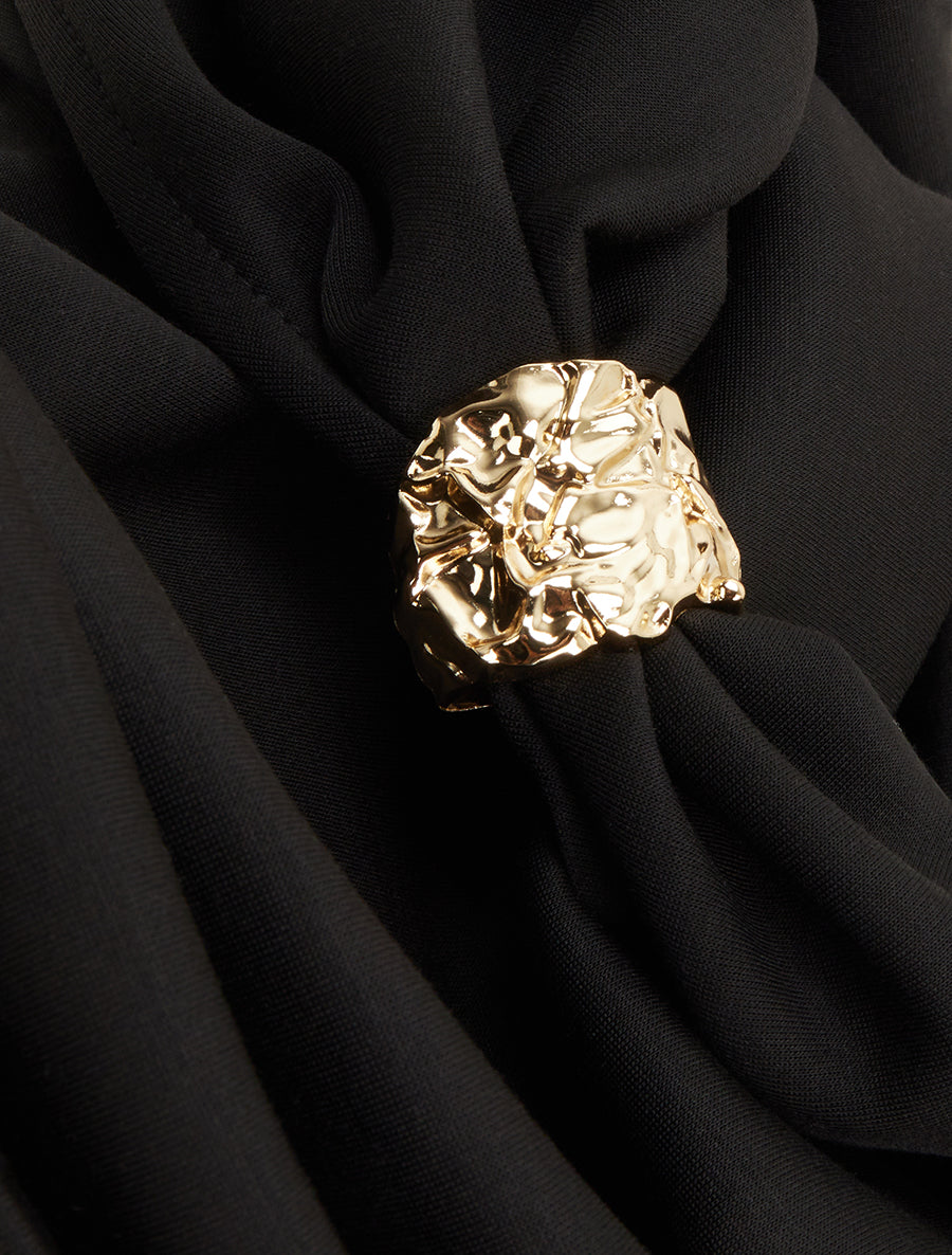 Top sans manches à col bénitier et bijou - Noir - 3