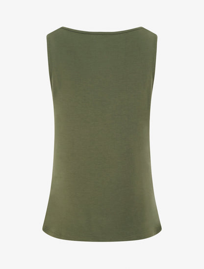 Top sans manches à col bénitier et bijou - Kaki - 2