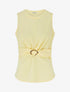 Top uni sans manches à empiècement bijou - Jaune - 1