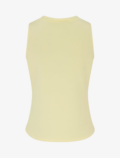 Top uni sans manches à empiècement bijou - Jaune - 2