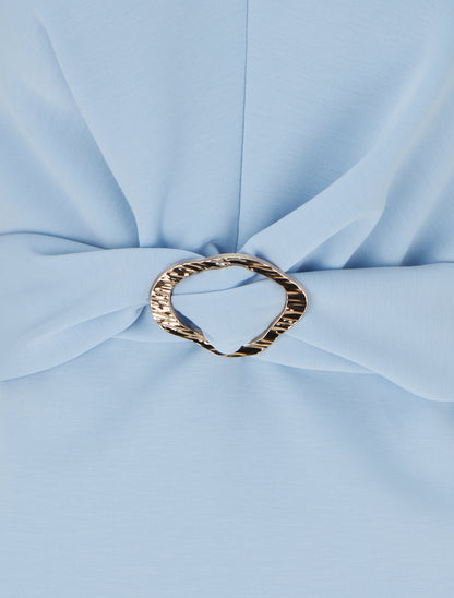 Top uni sans manches à empiècement bijou - Bleu ciel - 3