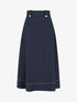 Jupe mi-longue à boutons décoratifs - Marine - 1
