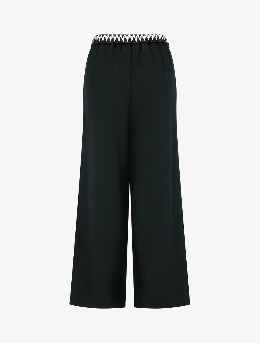 Pantalon ample uni et ceinturé - Noir - 2