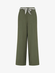 Pantalon ample uni et ceinturé - Kaki - 1