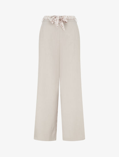 Pantalon ample uni et ceinturé - Taupe clair - 1