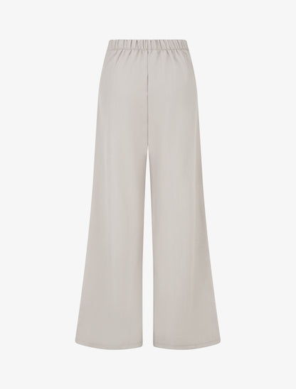 Pantalon ample à taille haute à boucle fantaisie - Beige - 2