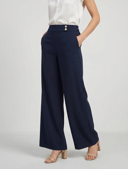 Weite Hose mit Riemen und Knöpfen - Marine