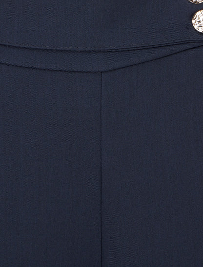 Pantalon ample à sangle et boutons - Marine - 3
