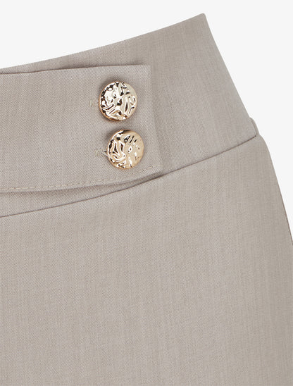 Pantalon ample à sangle et boutons - Taupe - 3