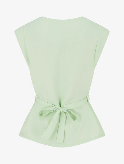 Top uni sans manches à empiècement bijou - Vert pomme - 2