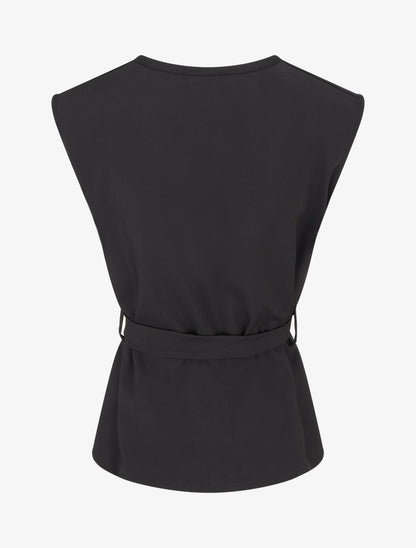 Top boutonné sans manches - Noir - 2