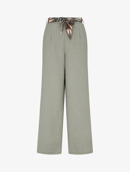 Pantalon droit ceinturé effet lin - Kaki - 1