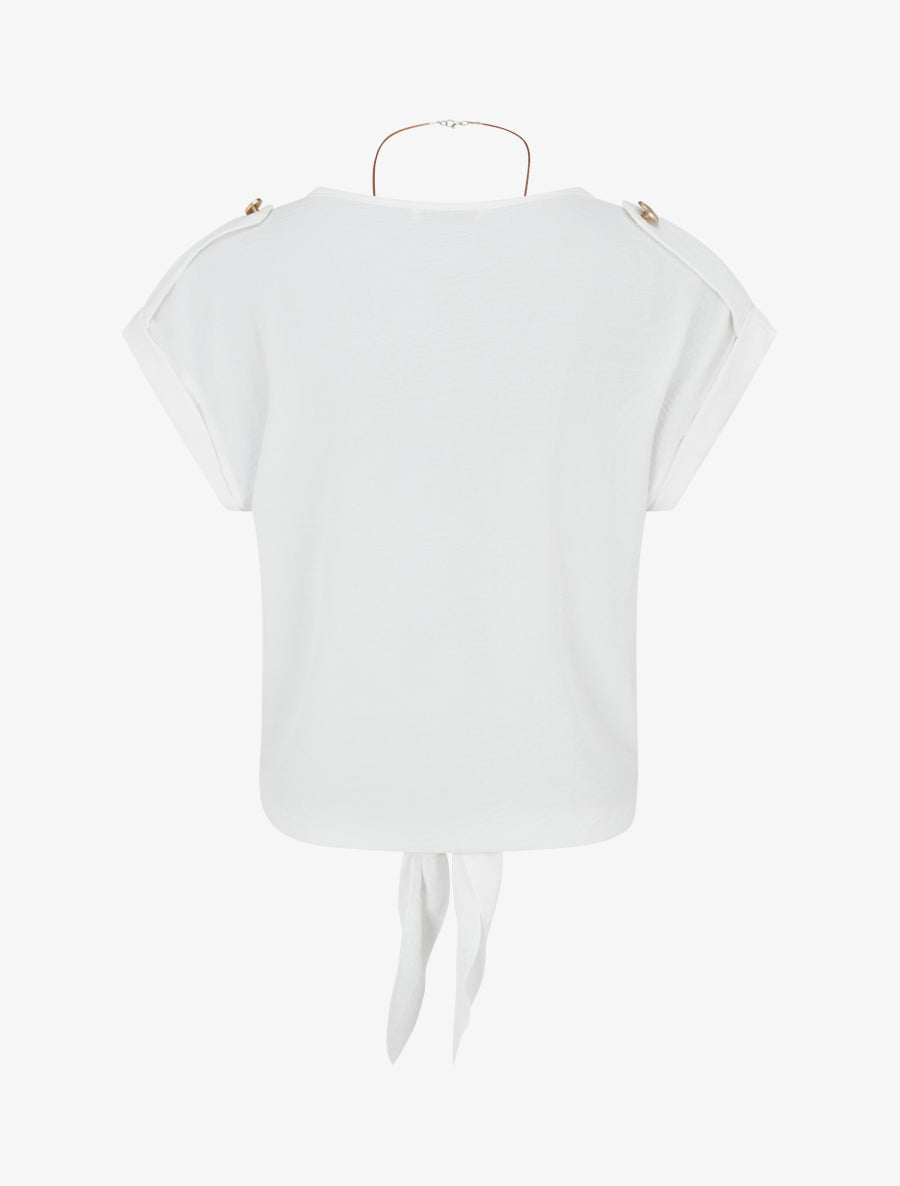 Top uni à nouer et manches courtes - Blanc - 2