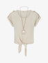 Top uni à nouer et manches courtes - Beige - 1
