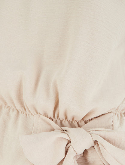 Top à col américain et noeud - Beige - 3